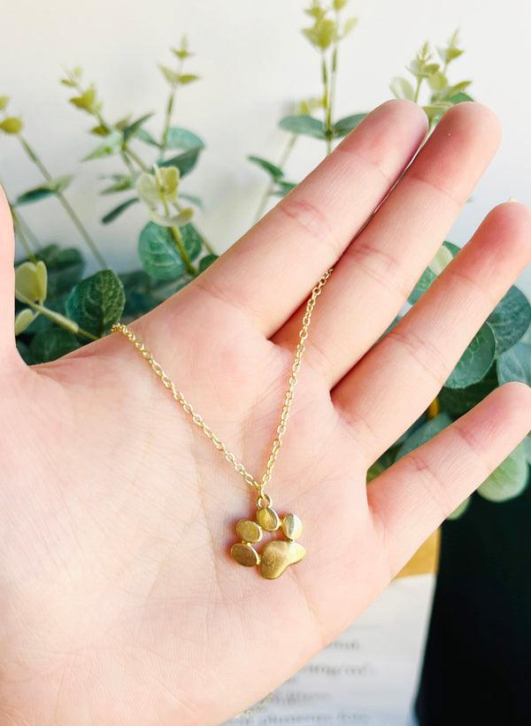 Gold-Plated Necklace with Paw Charm - emmy-rae-jewels.com