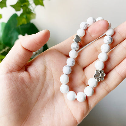 Natural Gemstone Bracelet with Paw & Heart Charm – Handcrafted Design - emmy-rae-jewels.com