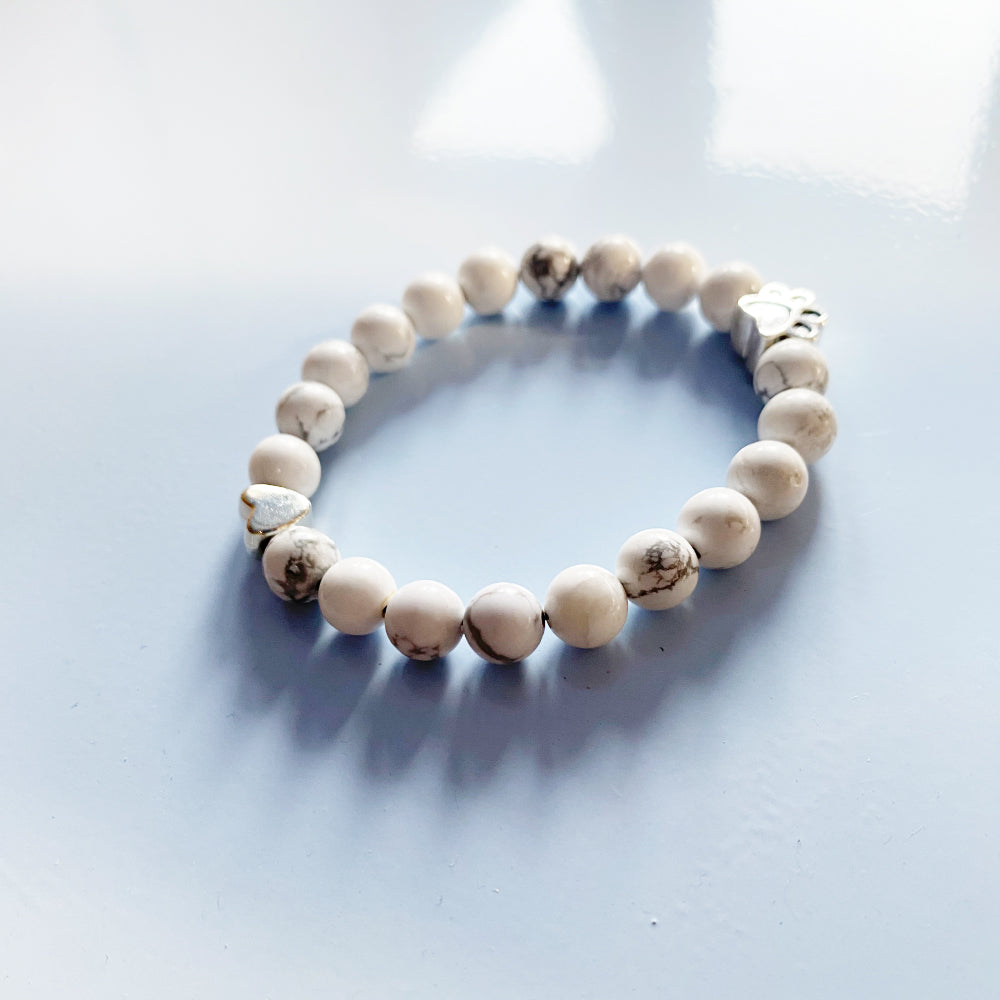 Natural Gemstone Bracelet with Paw & Heart Charm – Handcrafted Design - emmy-rae-jewels.com