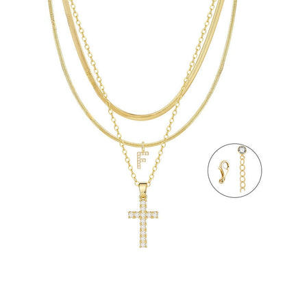 Gold Cross Initial Set