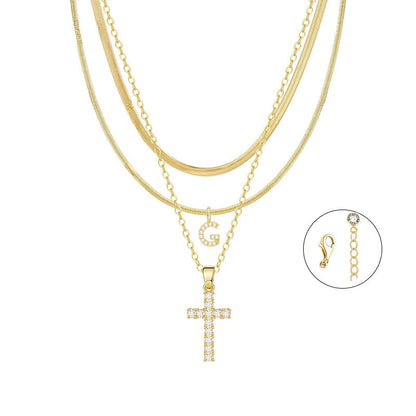 Gold Cross Initial Set