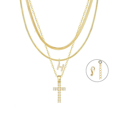 Gold Cross Initial Set