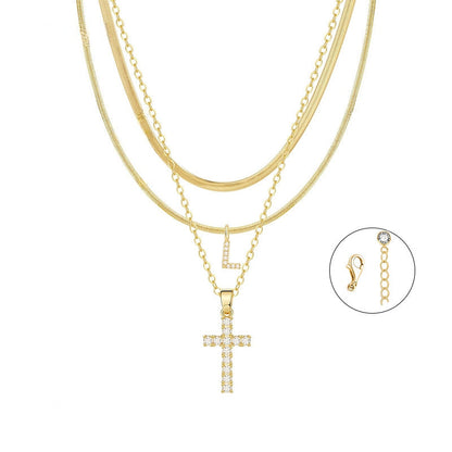 Gold Cross Initial Set