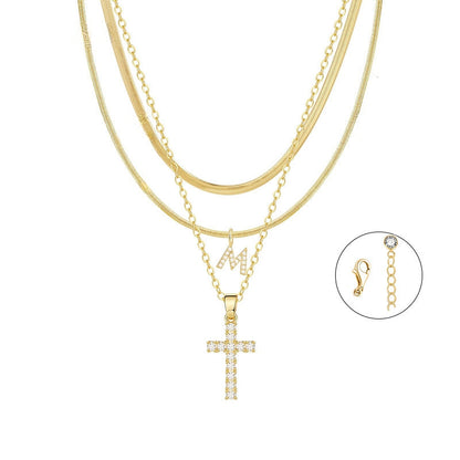Gold Cross Initial Set