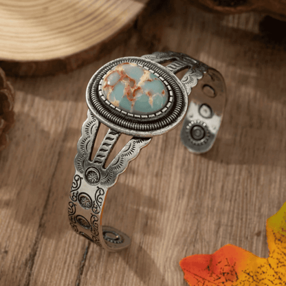 Oval Imitation Turquoise Open Bracelet