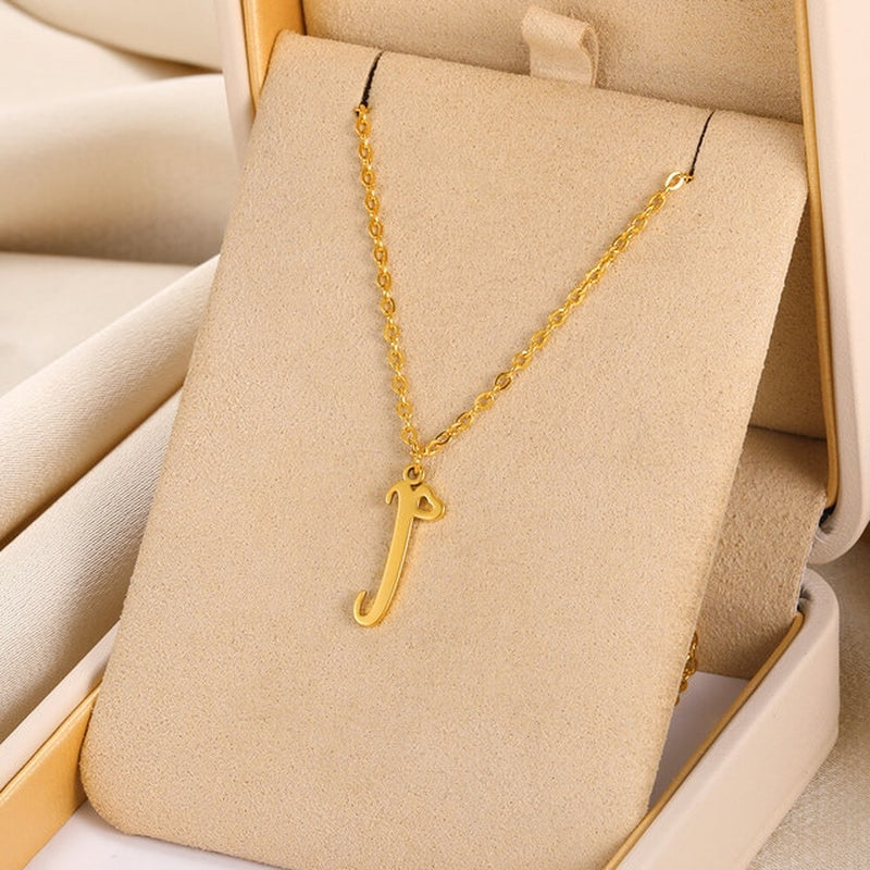 Cursive Initial Letter Pendant Necklaces - emmy-rae-jewels.com