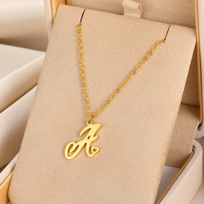 Cursive Initial Letter Pendant Necklaces - emmy-rae-jewels.com