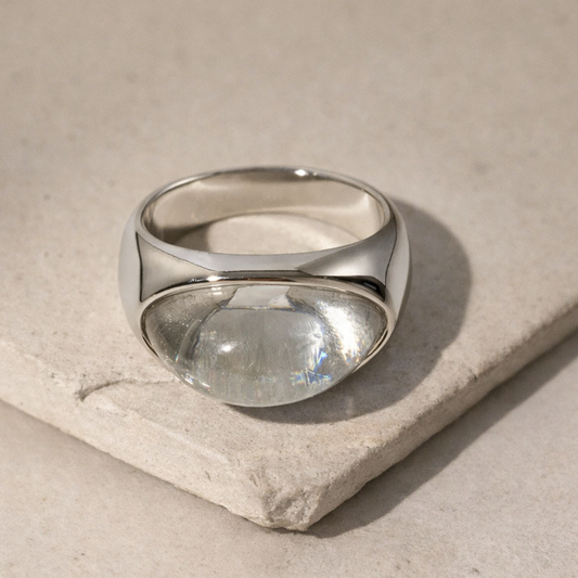 Chunky Half Gemstone Dome Rings