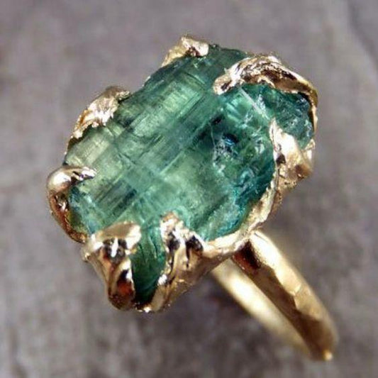 Antique Green Inlaid Glass Ring - emmy-rae-jewels.com
