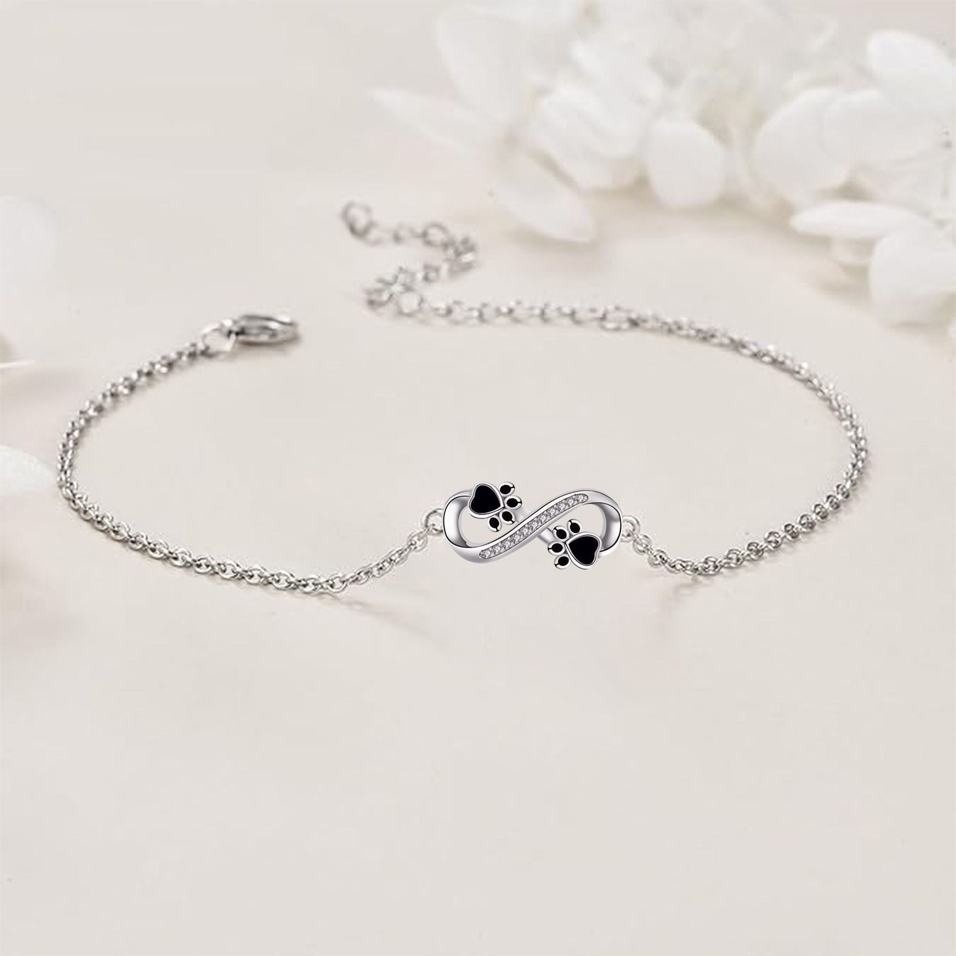 Infinite Symbol Pendant Pet Paw Bracelet with Zirconia - emmy-rae-jewels.com