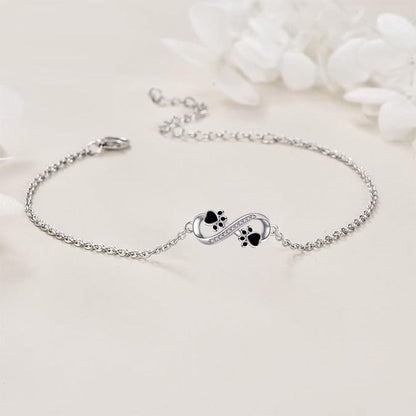 Infinite Symbol Pendant Pet Paw Bracelet with Zirconia - emmy-rae-jewels.com