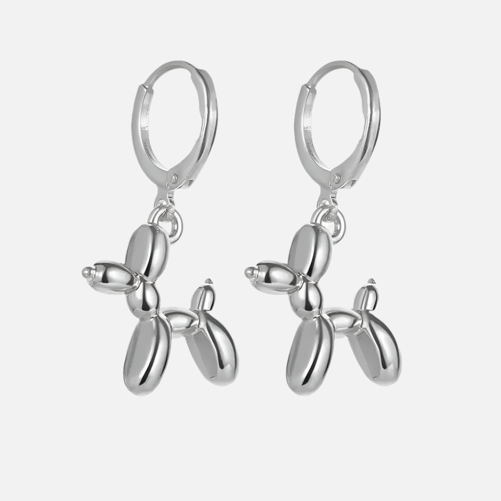 Gold Huggie Earrings with Mini Balloon Dog Charm - emmy-rae-jewels.com