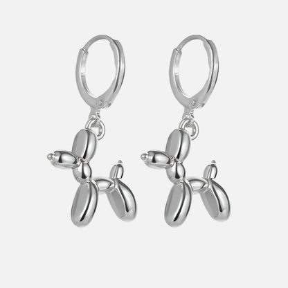 Gold Huggie Earrings with Mini Balloon Dog Charm - emmy-rae-jewels.com
