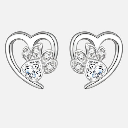 Paw and Heart Earrings with Zirconia - emmy-rae-jewels.com