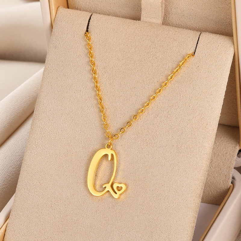 Cursive Initial Letter Pendant Necklaces - emmy-rae-jewels.com