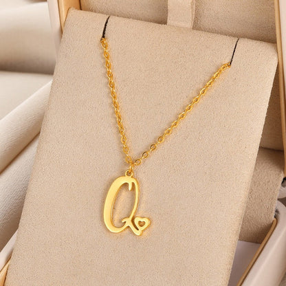 Cursive Initial Letter Pendant Necklaces - emmy-rae-jewels.com