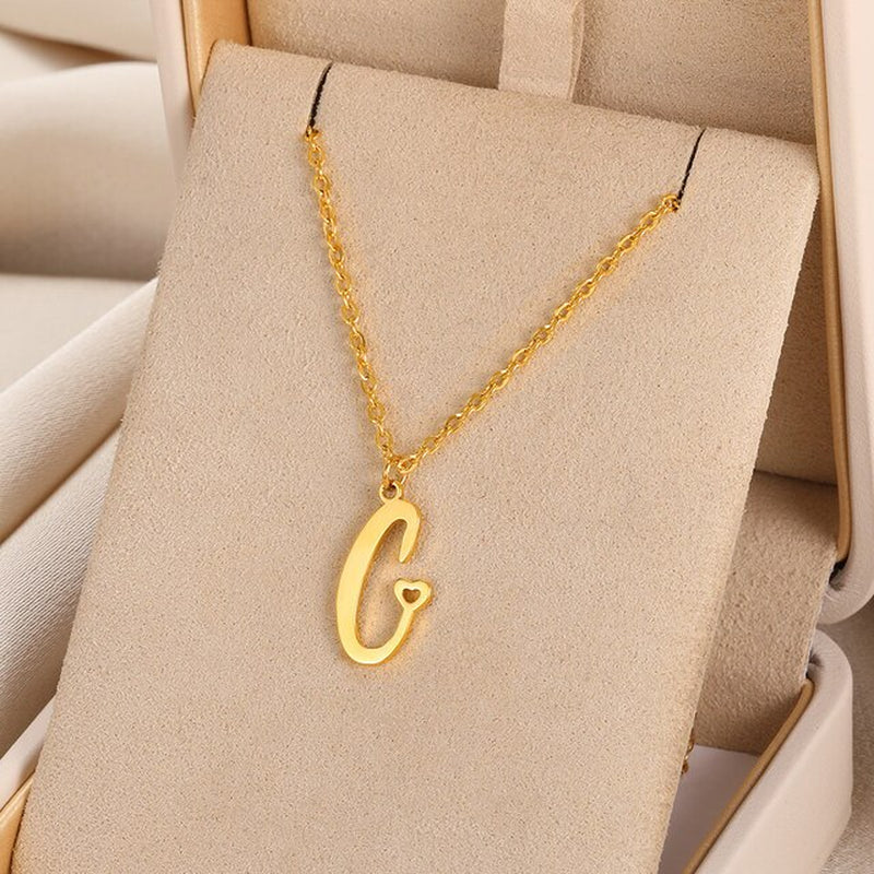 Cursive Initial Letter Pendant Necklaces - emmy-rae-jewels.com