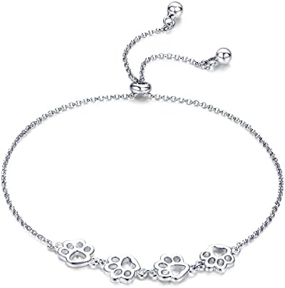 Sterling Silver Paw Print Bracelet – Adjustable Fit - emmy-rae-jewels.com