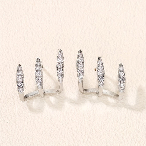 Elegant Rhinestone Three-Claw Earrings