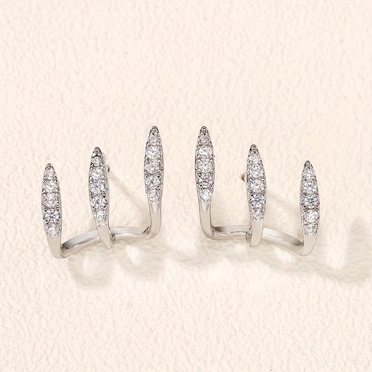Elegant Rhinestone Three-Claw Earrings