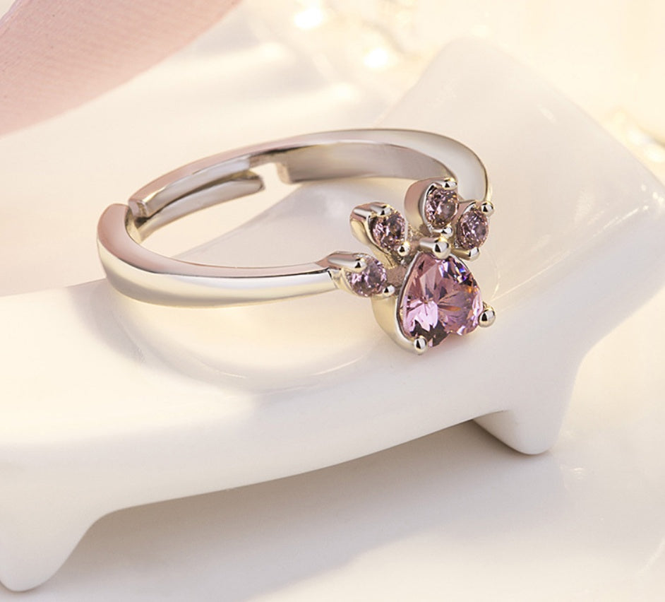 Rose Gold Paw Jewelry Set – 4 Pieces with Zirconia Heart (Ring, Necklace, Earrings, Bracelet) - emmy-rae-jewels.com