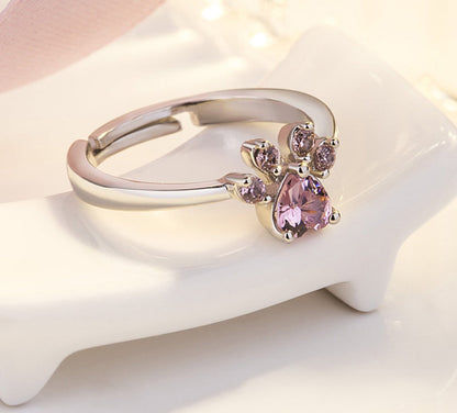 Rose Gold Paw Jewelry Set – 4 Pieces with Zirconia Heart (Ring, Necklace, Earrings, Bracelet) - emmy-rae-jewels.com
