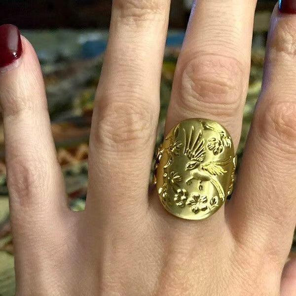 Gold Bird Nature Inspired Ring - emmy-rae-jewels.com