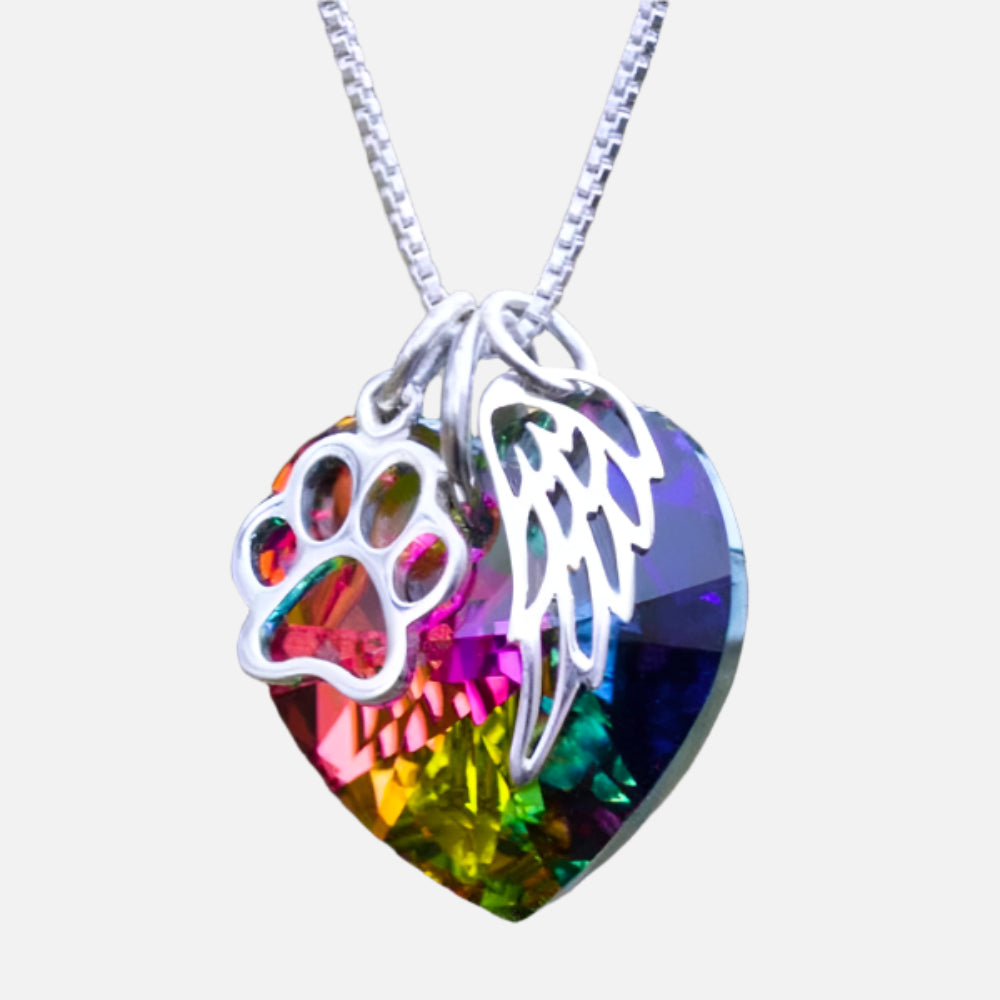 Rainbow Memorial Necklace with Heart Pendant - emmy-rae-jewels.com