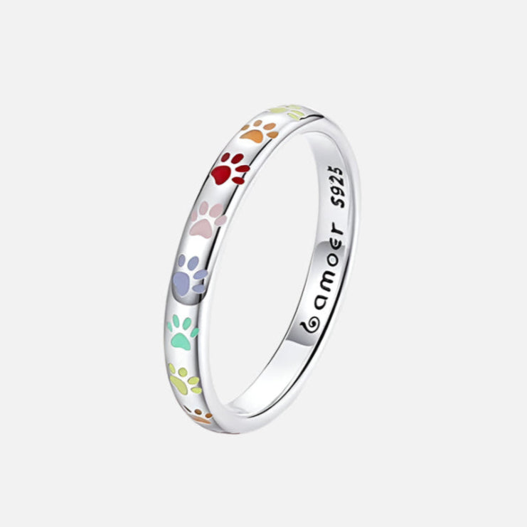 Sterling Silver Ring with Paw Design - emmy-rae-jewels.com
