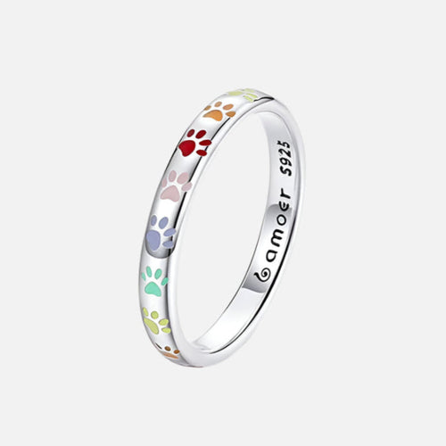 Sterling Silver Ring with Paw Design - emmy-rae-jewels.com