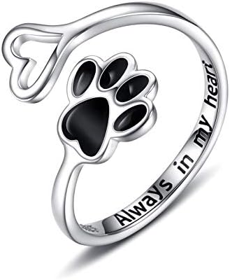 Handcrafted Paw & Heart Ring – Adjustable 925 Sterling Silver - emmy-rae-jewels.com