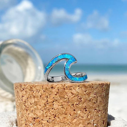 Sea Wave Ring in Opal and Silver - emmy-rae-jewels.com