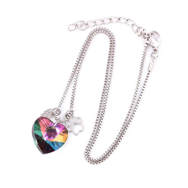 Rainbow Memorial Necklace with Heart Pendant - emmy-rae-jewels.com
