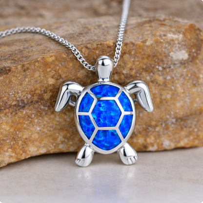 Vintage Fire Opal Turtle Pendant Necklace