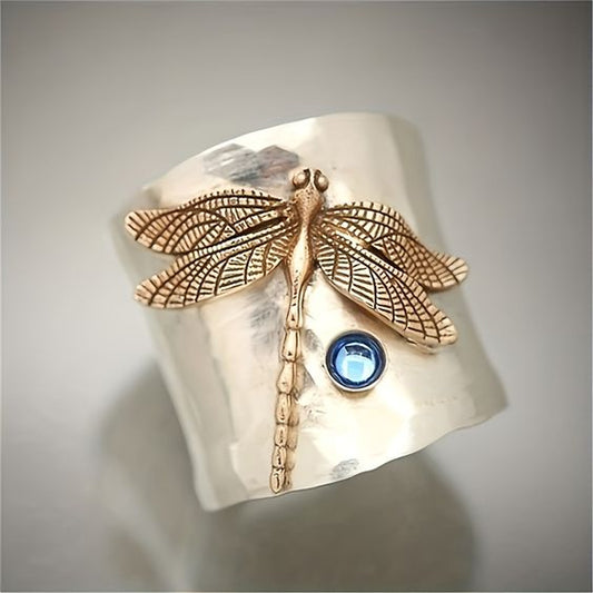 Vintage Golden Dragonfly Silver Ring - emmy-rae-jewels.com