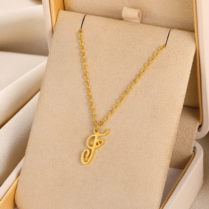 Cursive Initial Letter Pendant Necklaces - emmy-rae-jewels.com