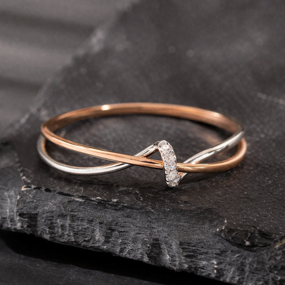 Rose Gold Silver Criss-Cross Ring