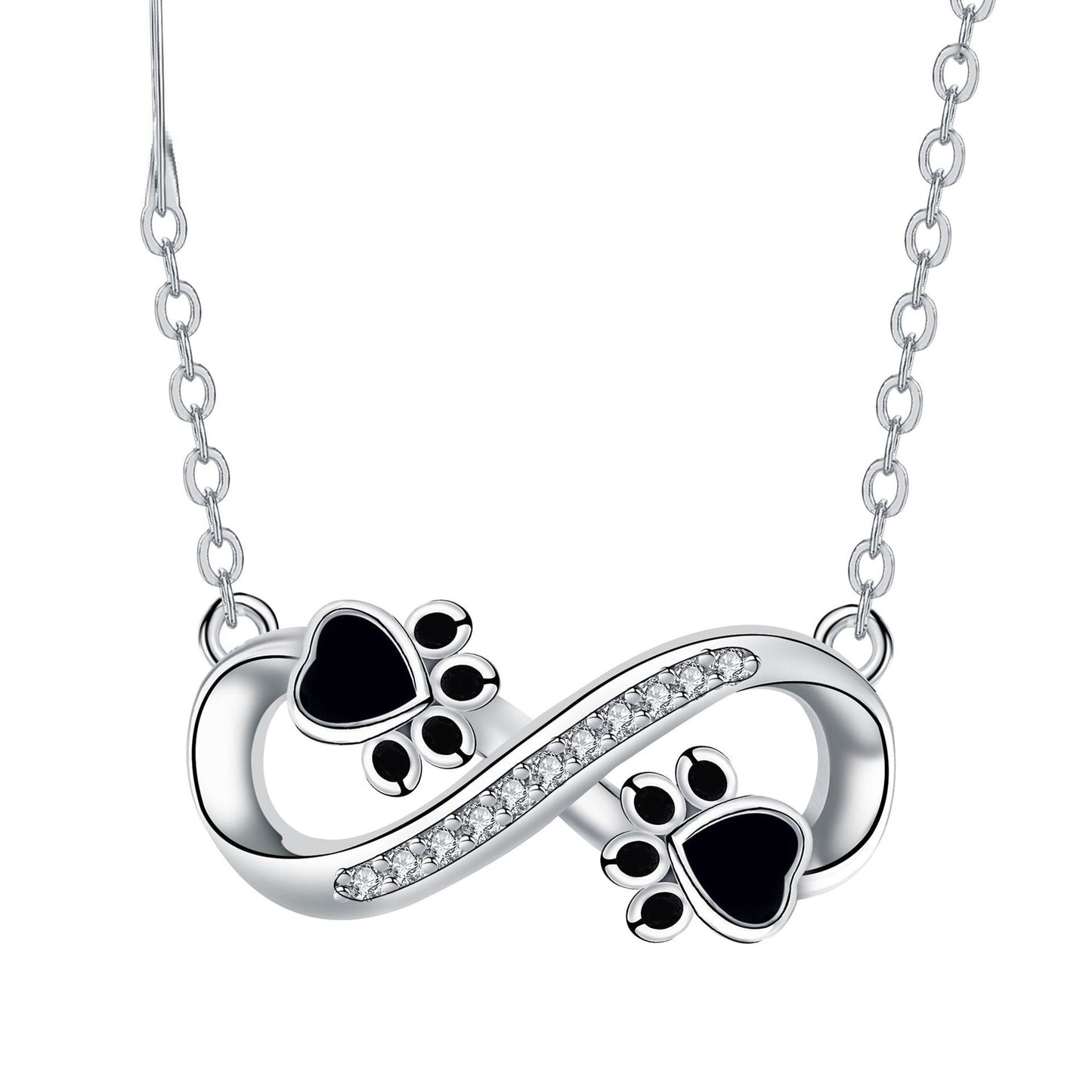 Infinity Paw Print Necklace with Zirconia - emmy-rae-jewels.com