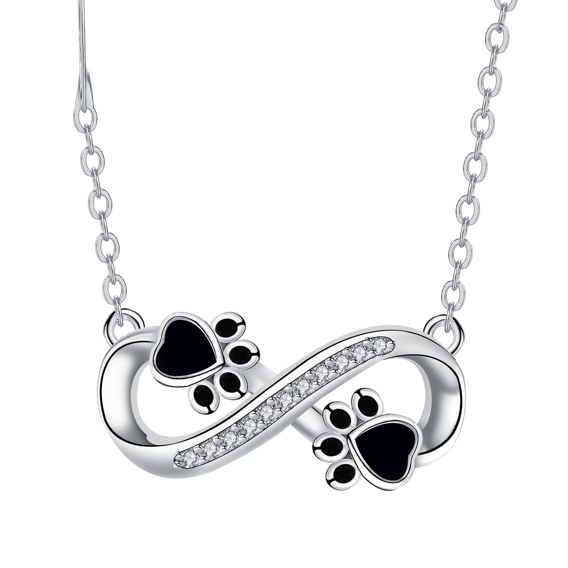 Infinity Paw Print Necklace with Zirconia - emmy-rae-jewels.com