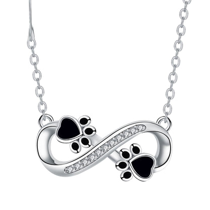 Infinity Paw Print Necklace with Zirconia - emmy-rae-jewels.com