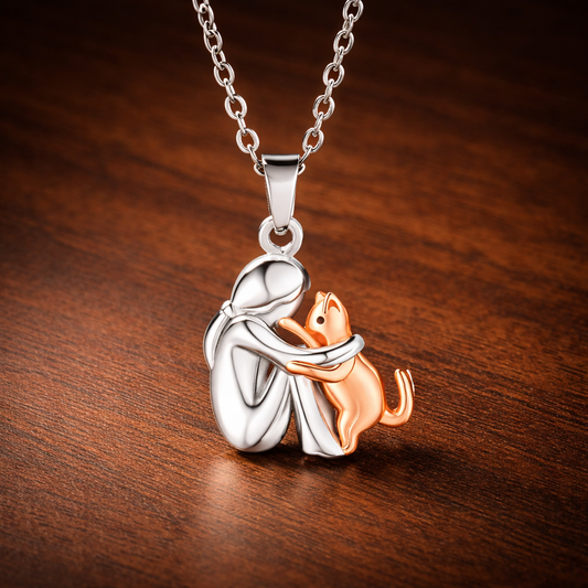 Cat Hug Pendant Necklace