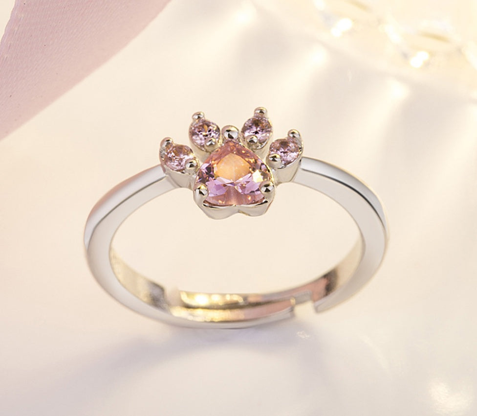 Rose Gold Paw Jewelry Set – 4 Pieces with Zirconia Heart (Ring, Necklace, Earrings, Bracelet) - emmy-rae-jewels.com