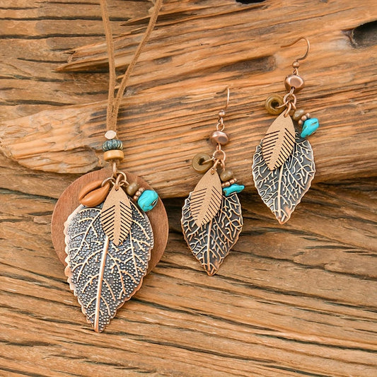 Autumn Leaf Turquoise Charm Set