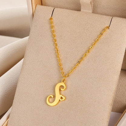 Cursive Initial Letter Pendant Necklaces - emmy-rae-jewels.com