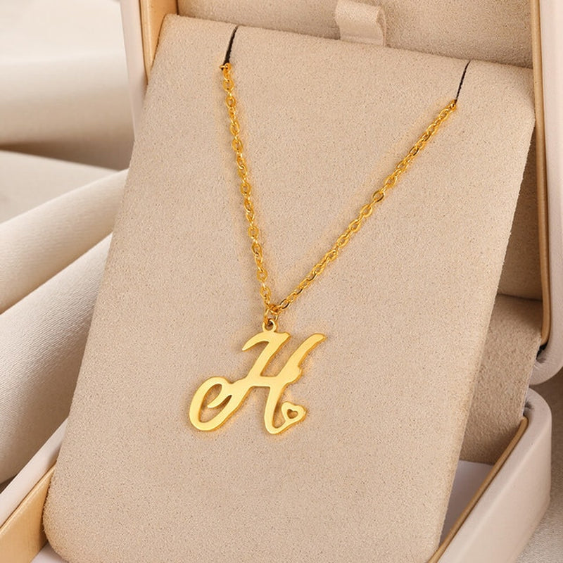 Cursive Initial Letter Pendant Necklaces - emmy-rae-jewels.com