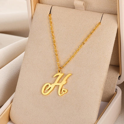 Cursive Initial Letter Pendant Necklaces - emmy-rae-jewels.com