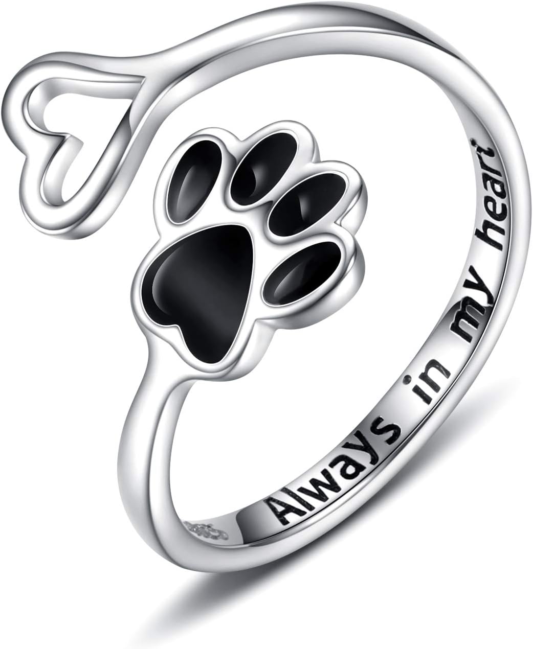 Handcrafted Paw & Heart Ring – Adjustable 925 Sterling Silver - emmy-rae-jewels.com
