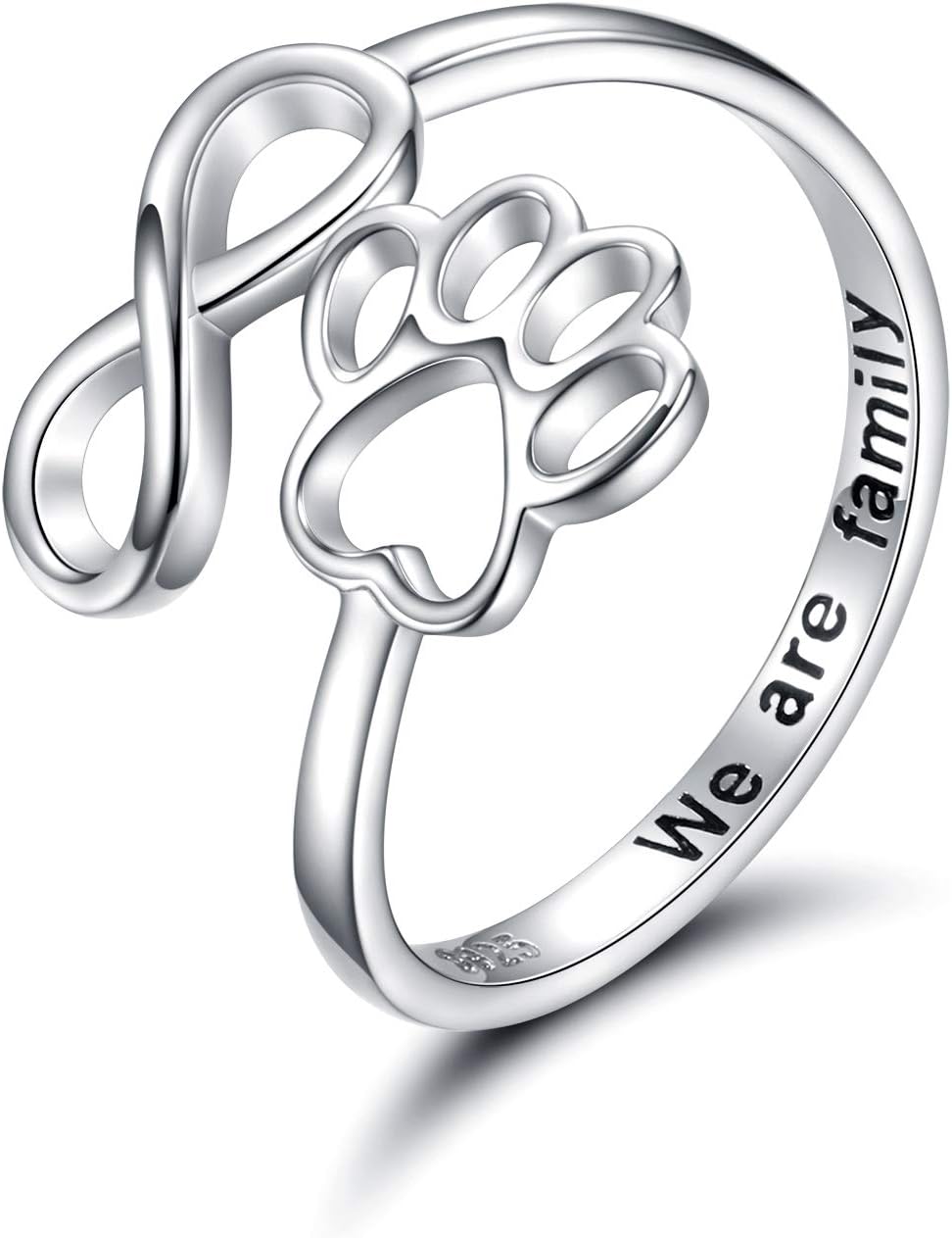 Handcrafted Paw & Heart Ring – Adjustable 925 Sterling Silver - emmy-rae-jewels.com