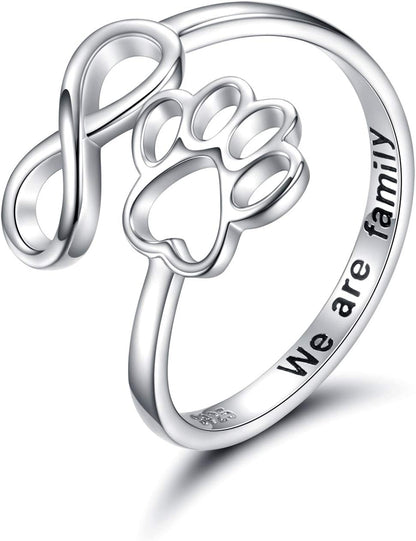Handcrafted Paw & Heart Ring – Adjustable 925 Sterling Silver - emmy-rae-jewels.com