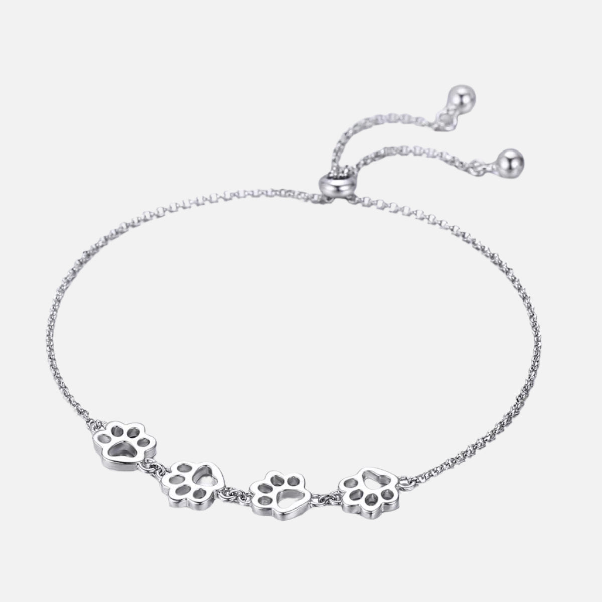 Sterling Silver Paw Print Bracelet – Adjustable Fit - emmy-rae-jewels.com